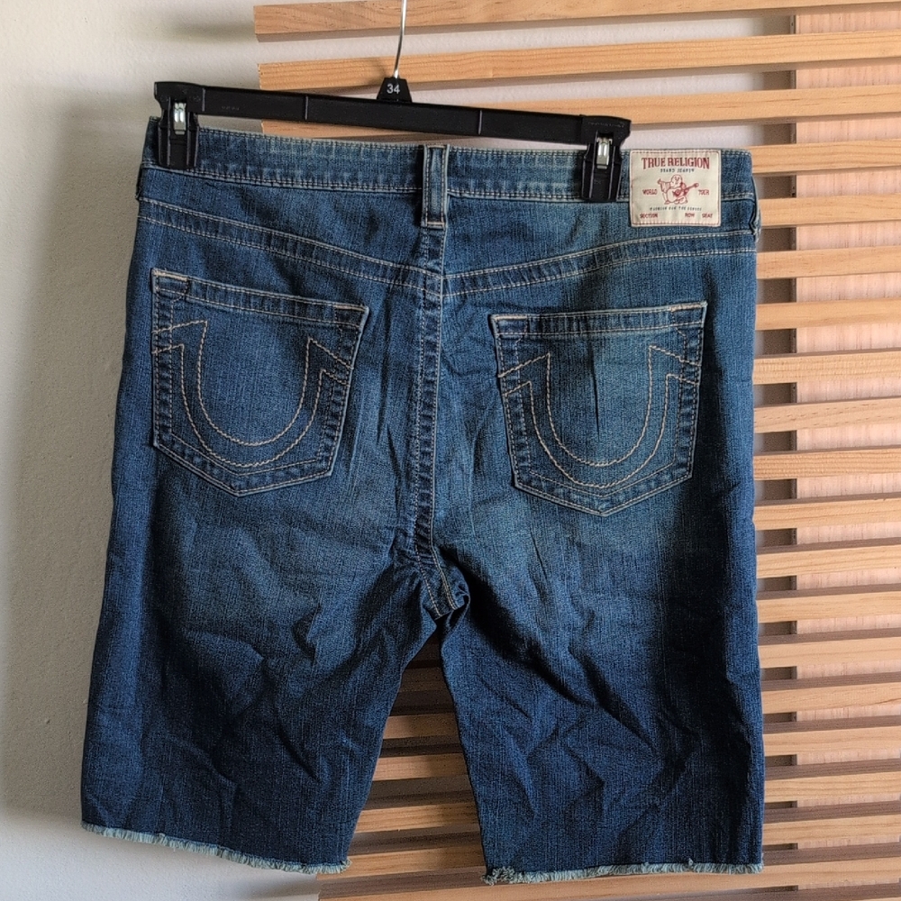 True Religion Blue Jean Shorts Classic Cut-Off Style